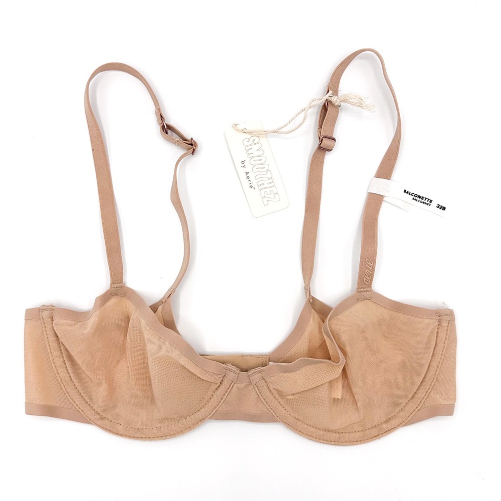 Aerie Smoothez Nude Unlined Mesh Balconette Bra